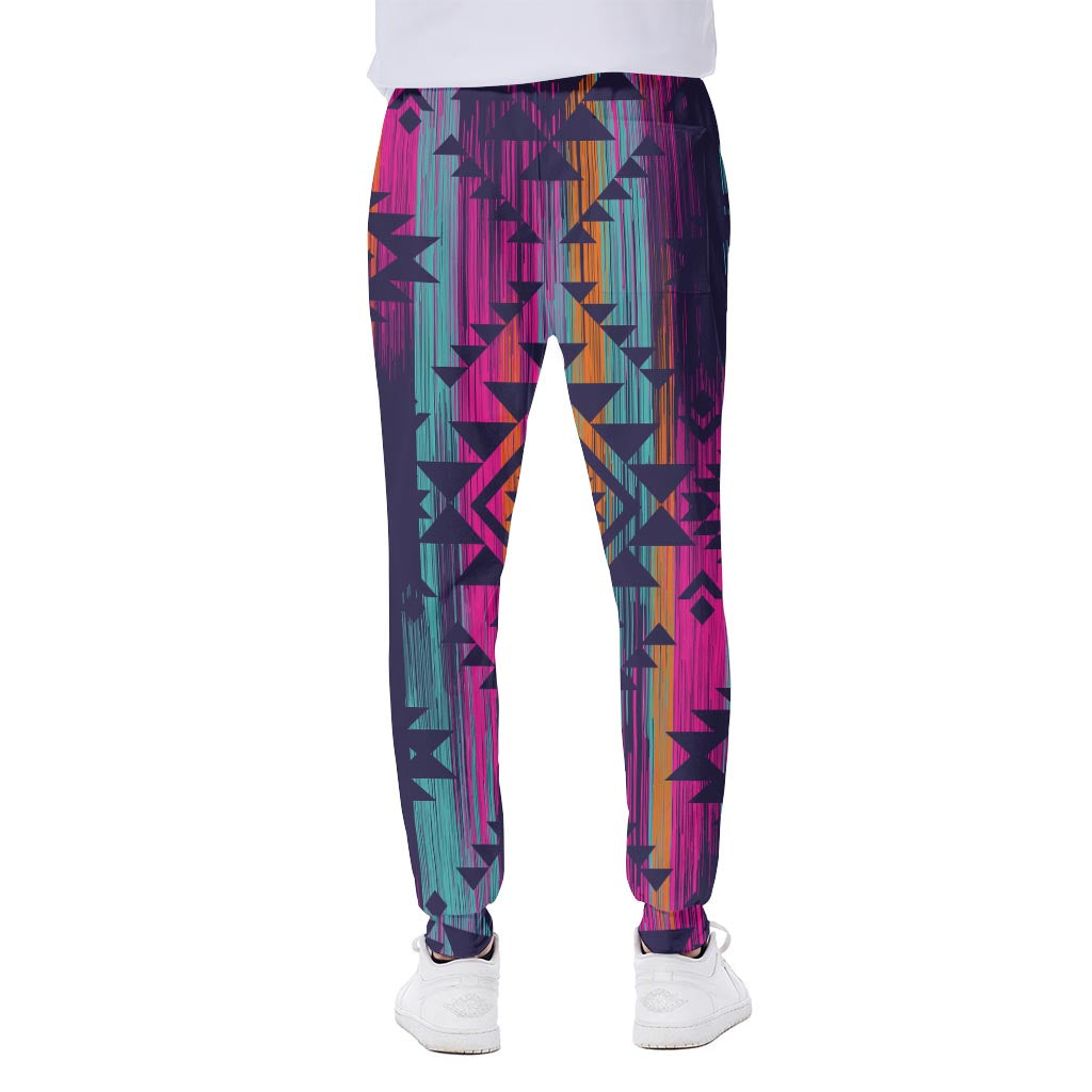 Native Tribal Aztec Pattern Print Scuba Joggers