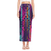 Native Tribal Aztec Pattern Print Side Slit Maxi Skirt