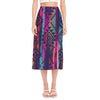 Native Tribal Aztec Pattern Print Side Slit Midi Skirt