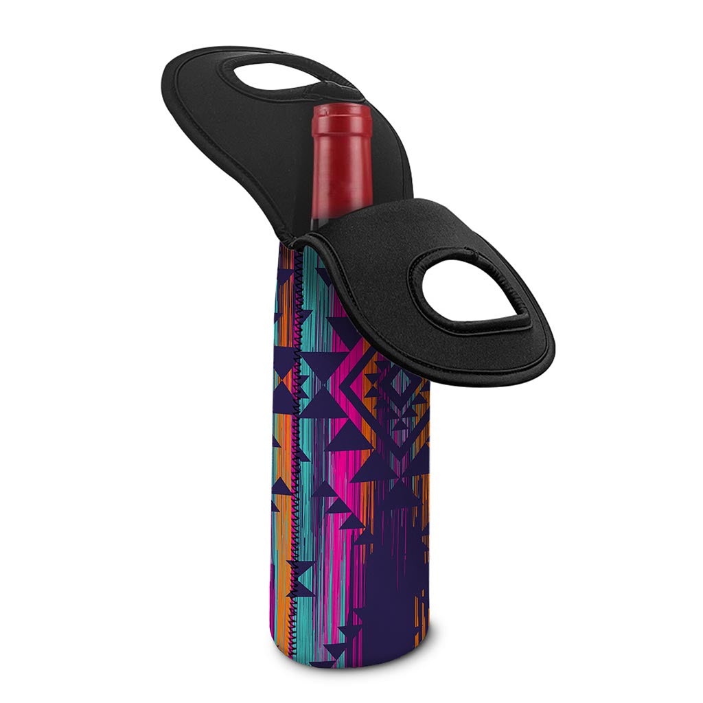 Native Tribal Aztec Pattern Print Single Neoprene Wine Tote