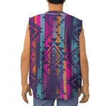 Native Tribal Aztec Pattern Print Sleeveless Baseball Jersey