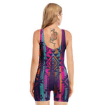 Native Tribal Aztec Pattern Print Sleeveless One Piece Swimsuit