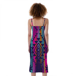 Native Tribal Aztec Pattern Print Slim Fit Midi Cami Dress