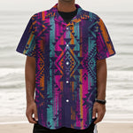 Native Tribal Aztec Pattern Print Textured Short Sleeve Shirt