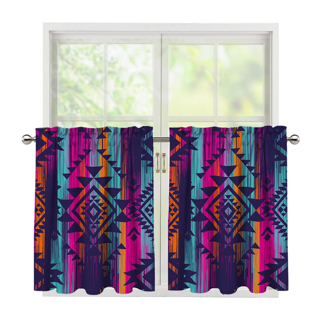 Native Tribal Aztec Pattern Print Tier Curtains
