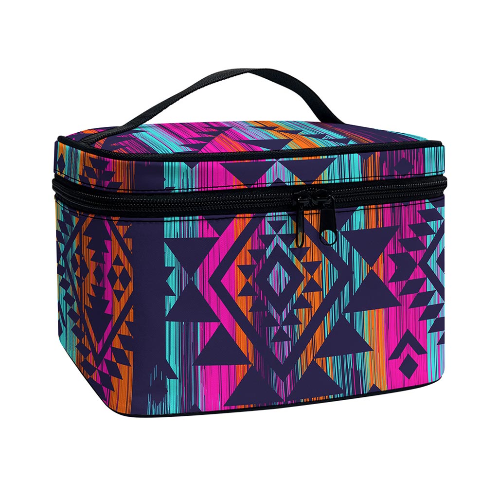 Native Tribal Aztec Pattern Print Travel Makeup Bag