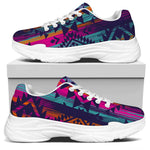 Native Tribal Aztec Pattern Print White Chunky Shoes