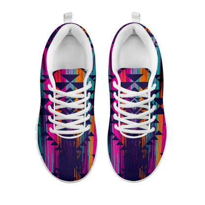 Native Tribal Aztec Pattern Print White Running Shoes