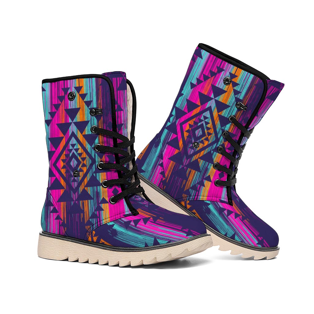 Native Tribal Aztec Pattern Print Winter Boots