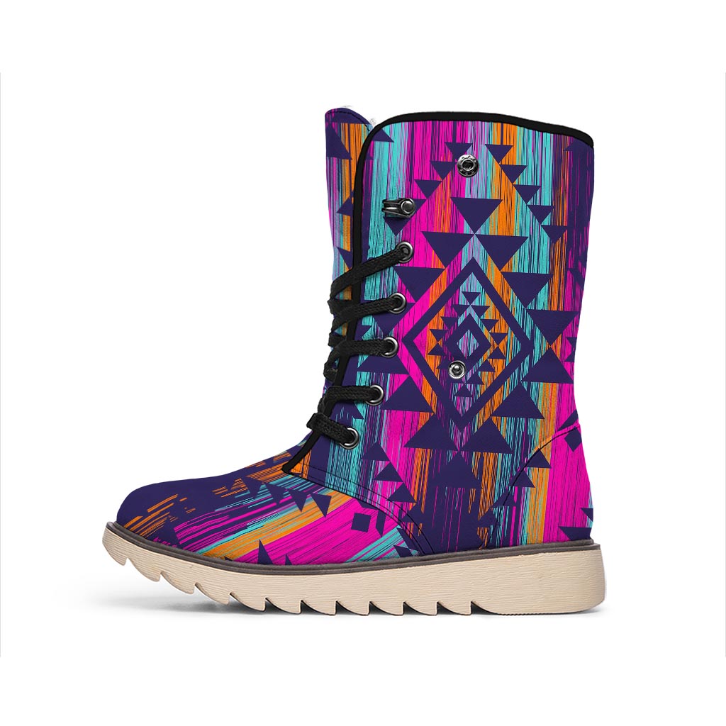 Native Tribal Aztec Pattern Print Winter Boots