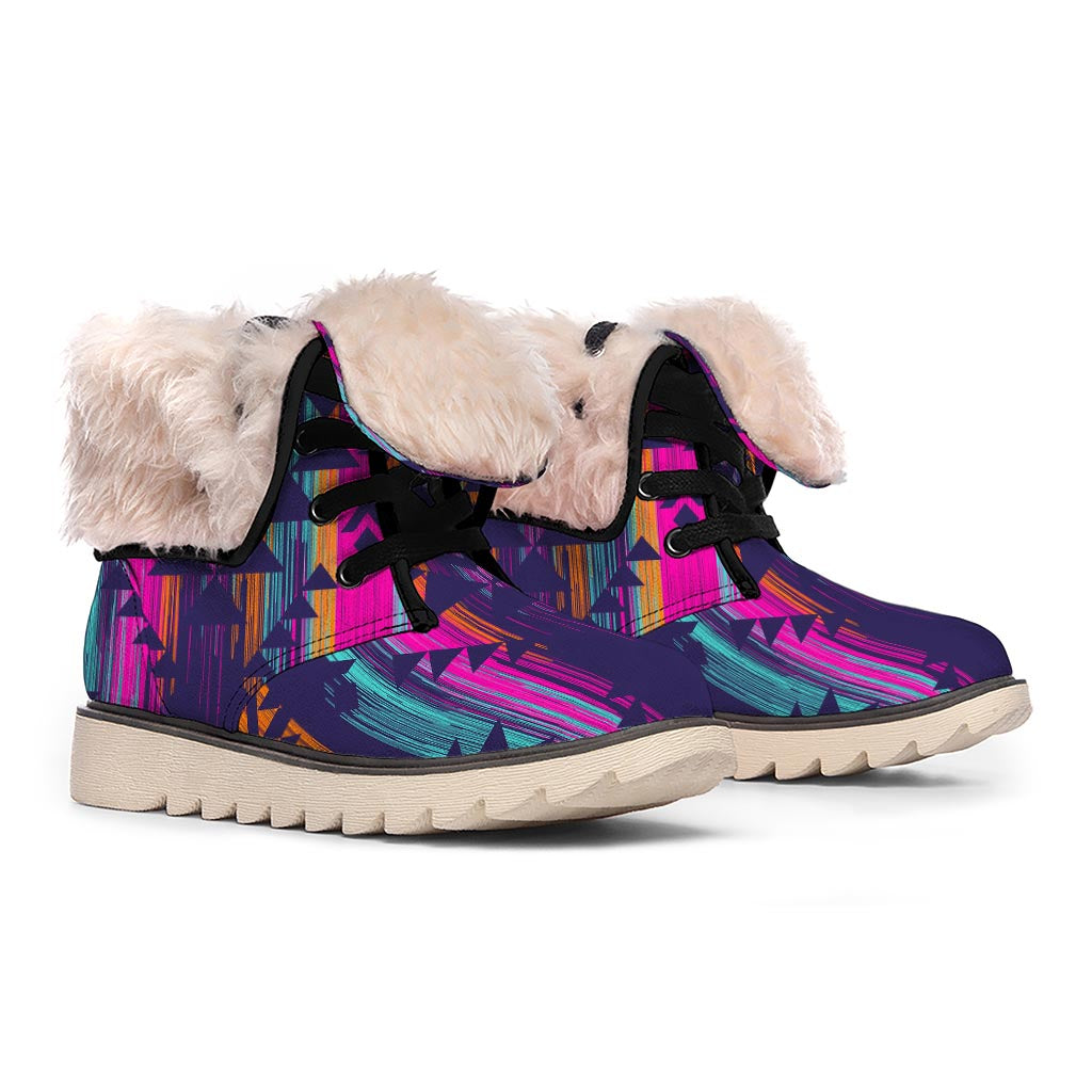 Native Tribal Aztec Pattern Print Winter Boots