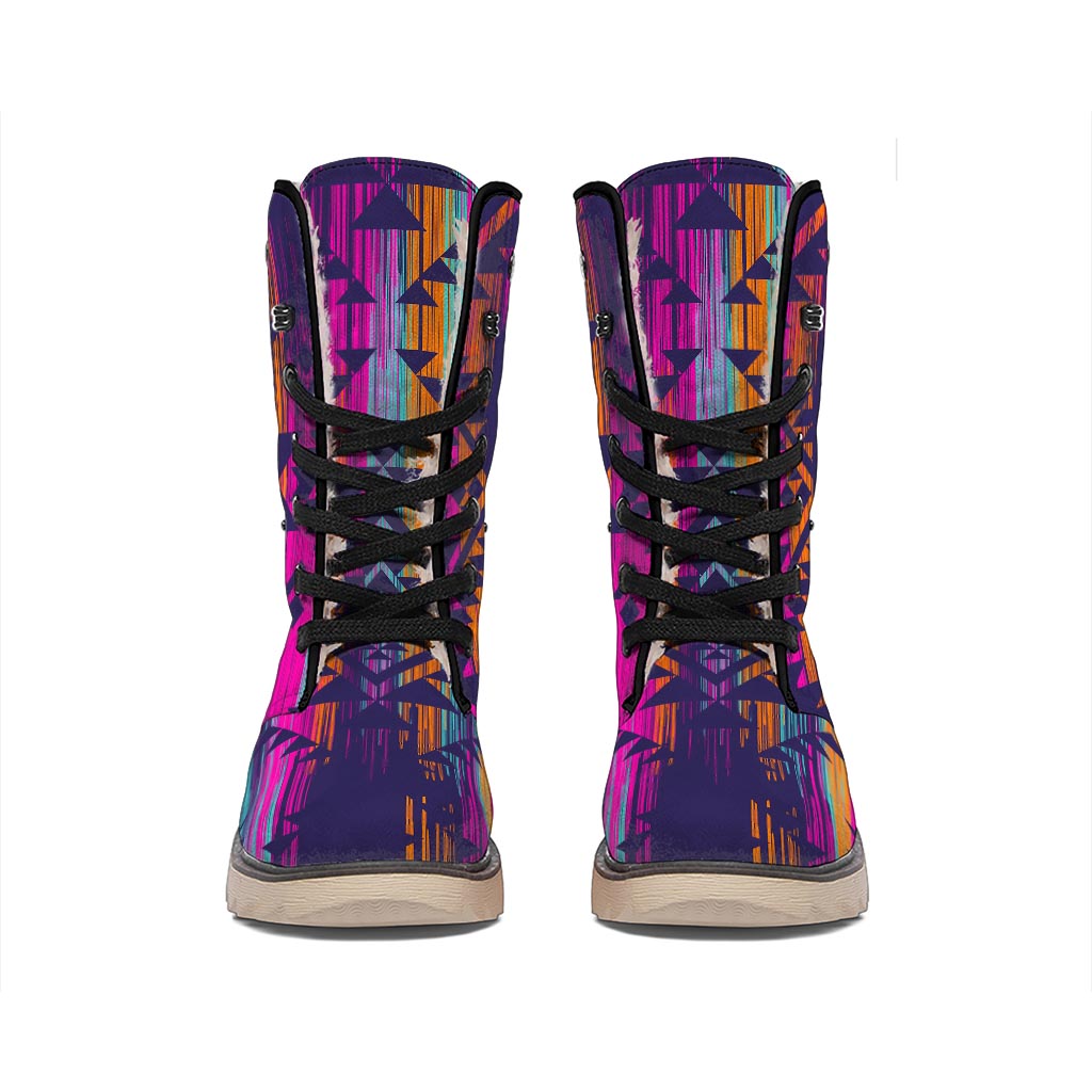 Native Tribal Aztec Pattern Print Winter Boots