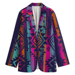 Native Tribal Aztec Pattern Print Women's Blazer