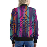 Native Tribal Aztec Pattern Print Women's Bomber Jacket