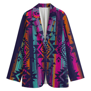 Native Tribal Aztec Pattern Print Women's Cotton Blazer