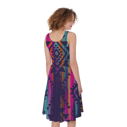 Native Tribal Aztec Pattern Print Women's Sleeveless Dress