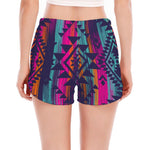 Native Tribal Aztec Pattern Print Women's Split Running Shorts
