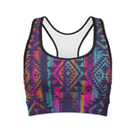 Native Tribal Aztec Pattern Print Women's Sports Bra