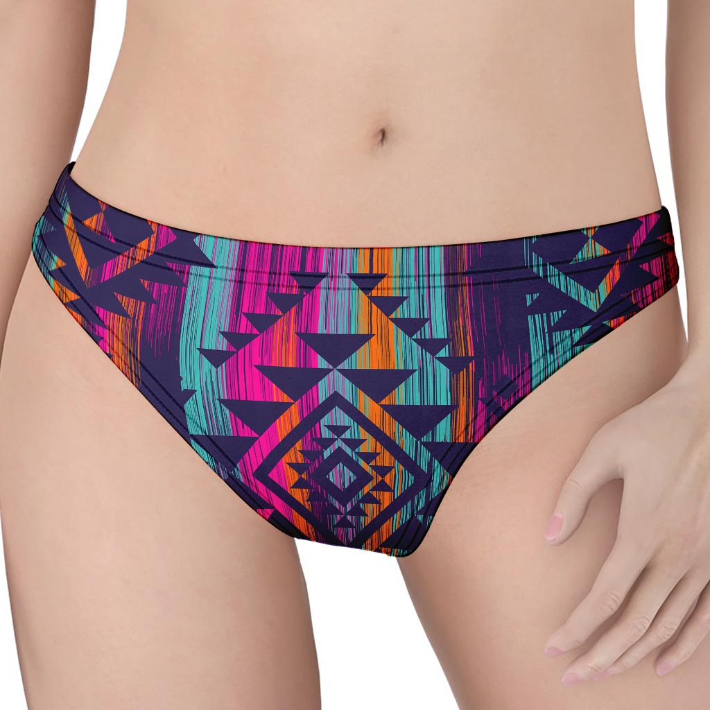 Native Tribal Aztec Pattern Print Women's Thong