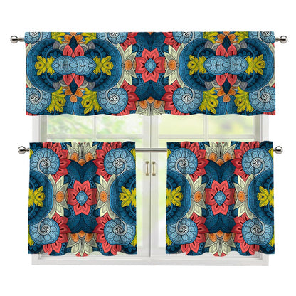 Native Tribal Bohemian Pattern Print 3 Piece Kitchen Curtains