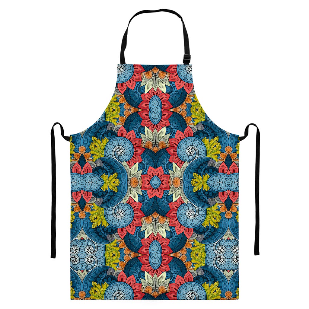 Native Tribal Bohemian Pattern Print Bib Apron With Pocket