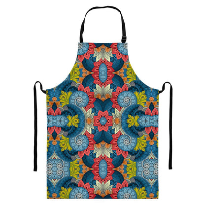 Native Tribal Bohemian Pattern Print Bib Apron With Pocket