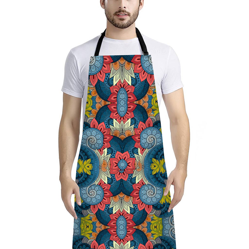 Native Tribal Bohemian Pattern Print Bib Apron With Pocket