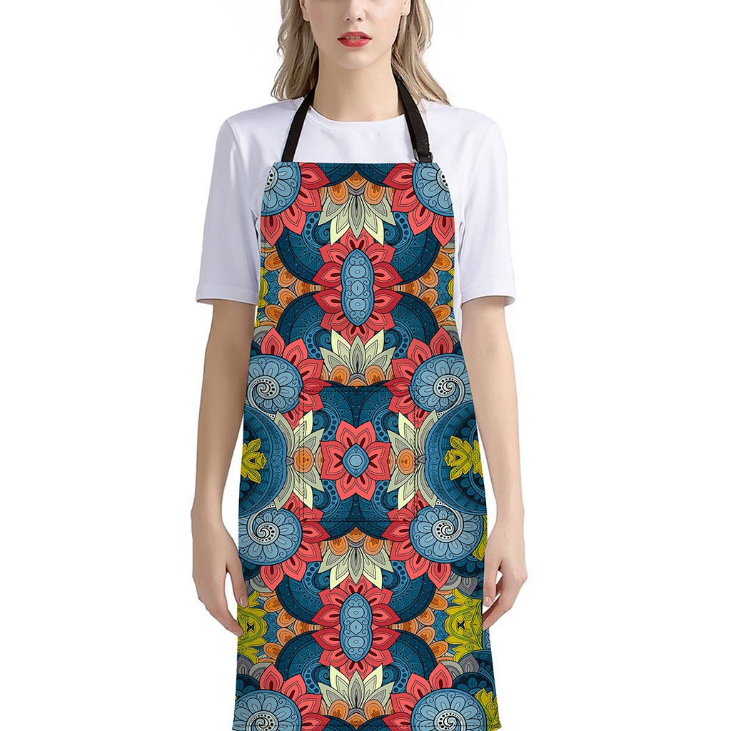 Native Tribal Bohemian Pattern Print Bib Apron With Pocket