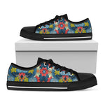 Native Tribal Bohemian Pattern Print Black Low Top Sneakers