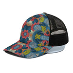 Native Tribal Bohemian Pattern Print Black Mesh Trucker Cap