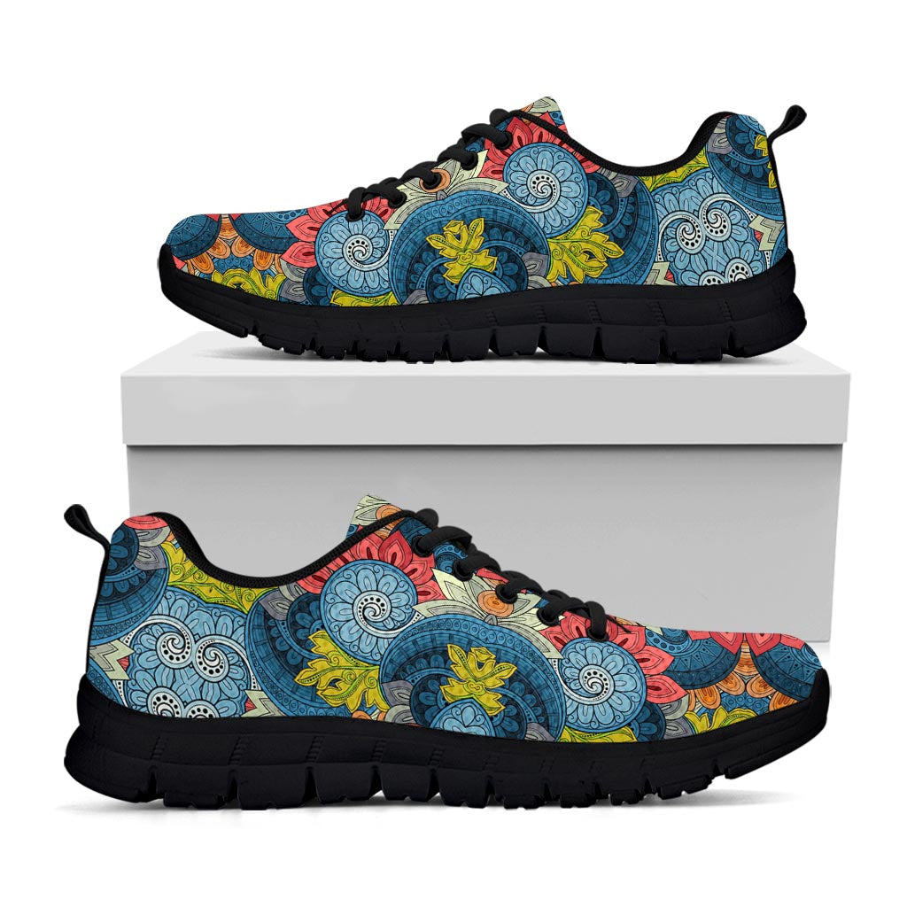 Native Tribal Bohemian Pattern Print Black Running Shoes
