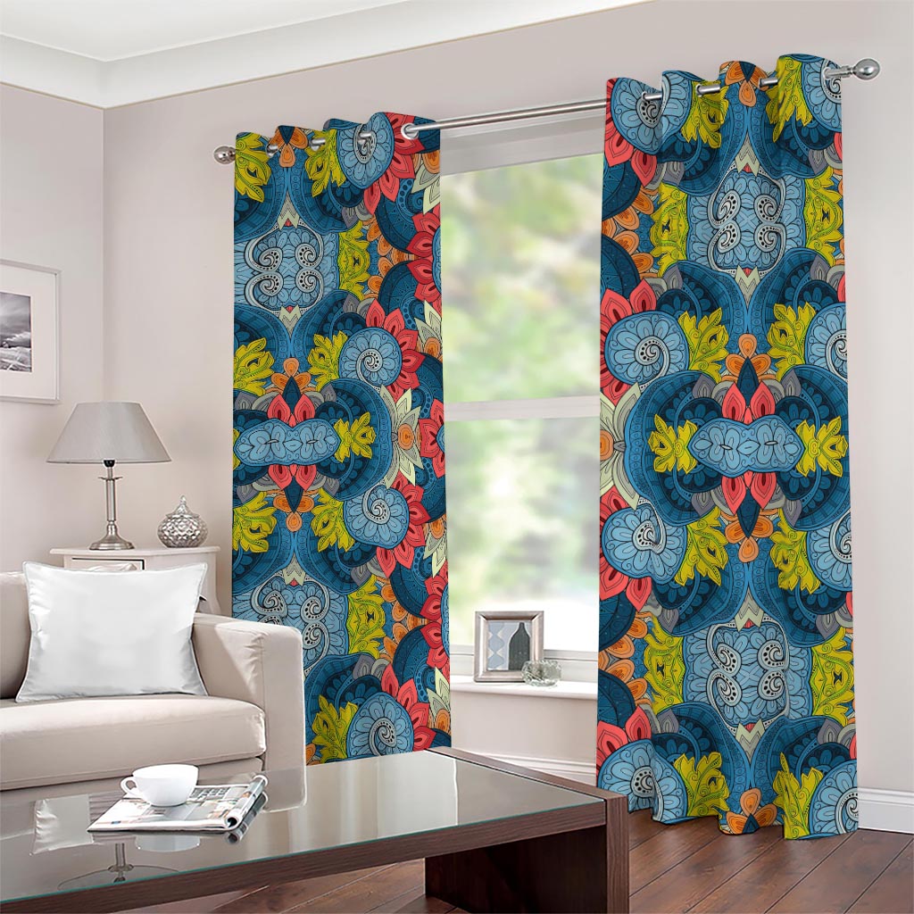 Native Tribal Bohemian Pattern Print Blackout Grommet Curtains