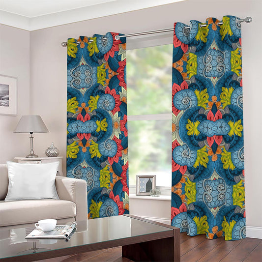 Native Tribal Bohemian Pattern Print Blackout Grommet Curtains