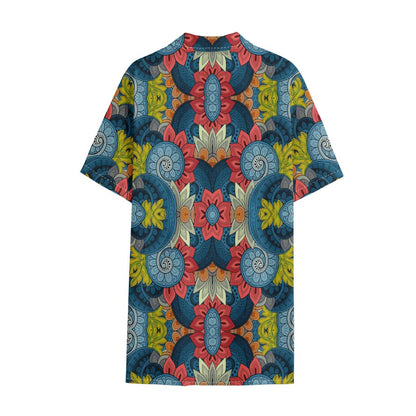 Native Tribal Bohemian Pattern Print Cotton Hawaiian Shirt