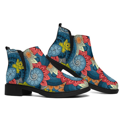 Native Tribal Bohemian Pattern Print Flat Ankle Boots