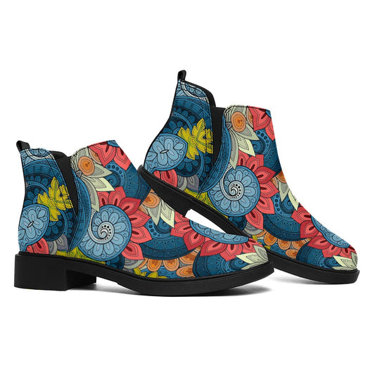 Native Tribal Bohemian Pattern Print Flat Ankle Boots