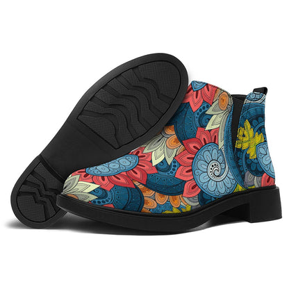 Native Tribal Bohemian Pattern Print Flat Ankle Boots