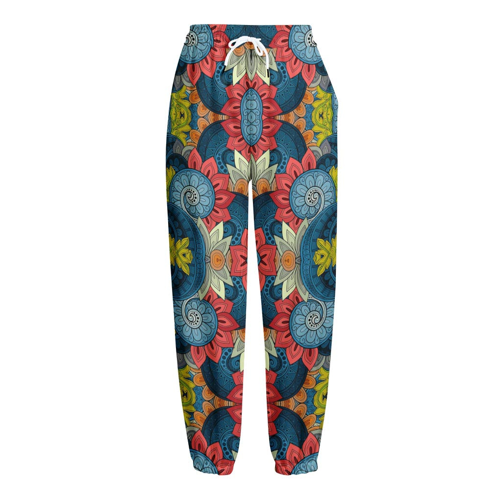 Native Tribal Bohemian Pattern Print Fleece Lined Knit Pants