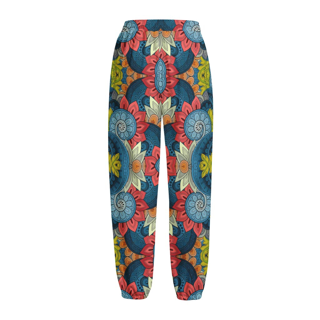 Native Tribal Bohemian Pattern Print Fleece Lined Knit Pants