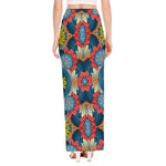 Native Tribal Bohemian Pattern Print High Slit Maxi Skirt