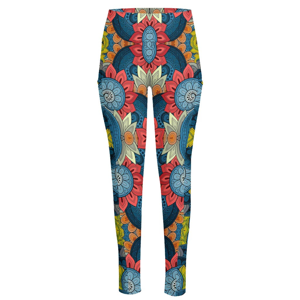 Native Tribal Bohemian Pattern Print High-Waisted Pocket Leggings