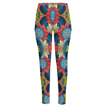 Native Tribal Bohemian Pattern Print High-Waisted Pocket Leggings