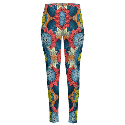 Native Tribal Bohemian Pattern Print High-Waisted Pocket Leggings