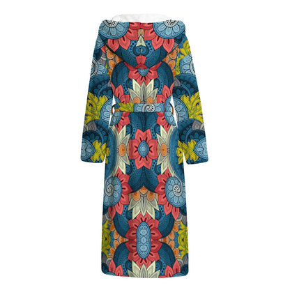 Native Tribal Bohemian Pattern Print Hooded Bathrobe