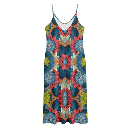 Native Tribal Bohemian Pattern Print Jersey Midi Cami Dress