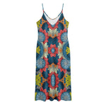 Native Tribal Bohemian Pattern Print Jersey Midi Cami Dress