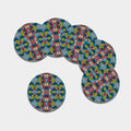 Native Tribal Bohemian Pattern Print Leather Coaster Set