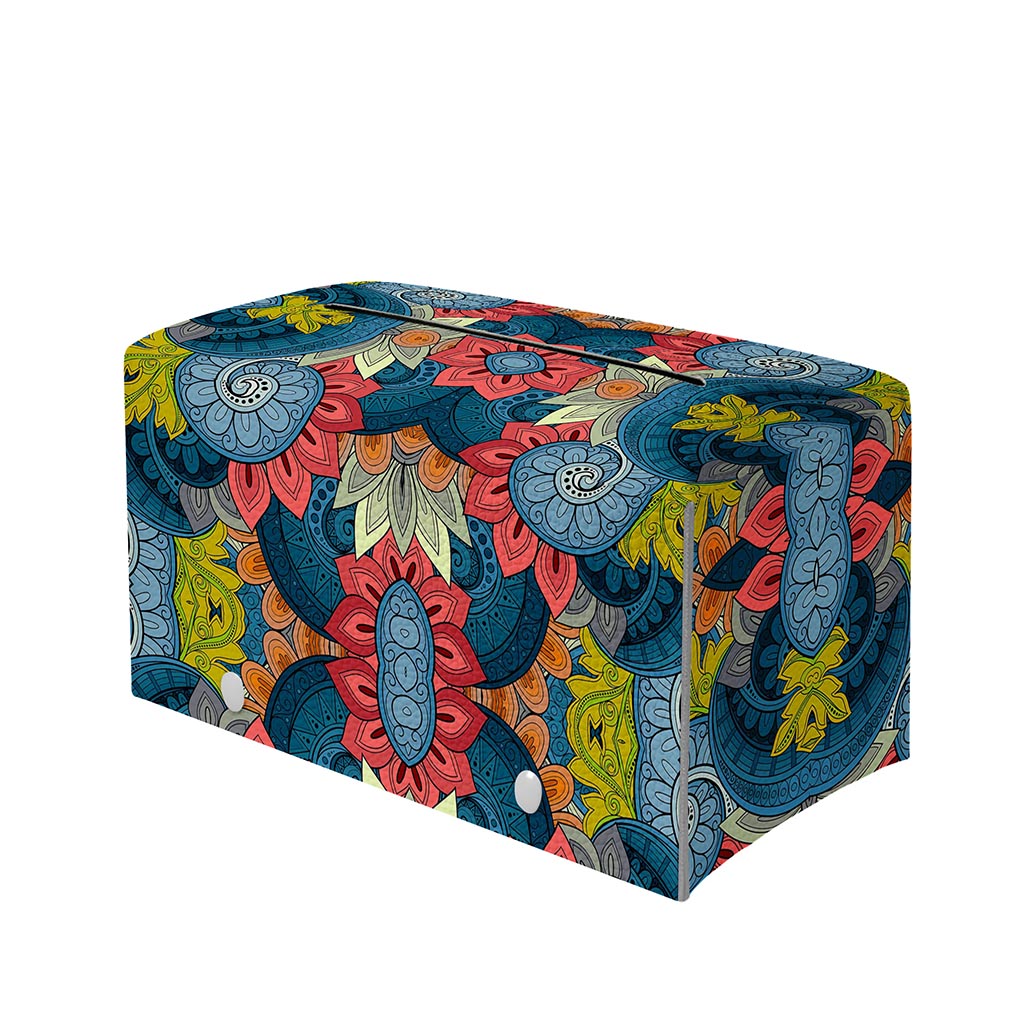 Native Tribal Bohemian Pattern Print Leather Tissue Box Cover