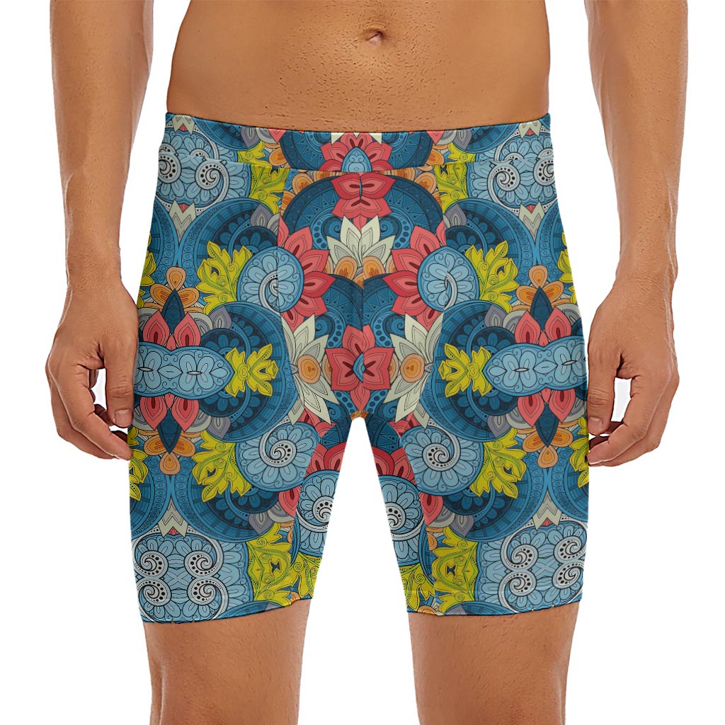 Native Tribal Bohemian Pattern Print Men's Long Boxer Briefs