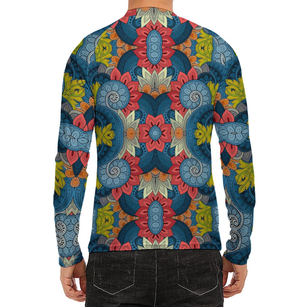 Native Tribal Bohemian Pattern Print Men's Long Sleeve Rash Guard